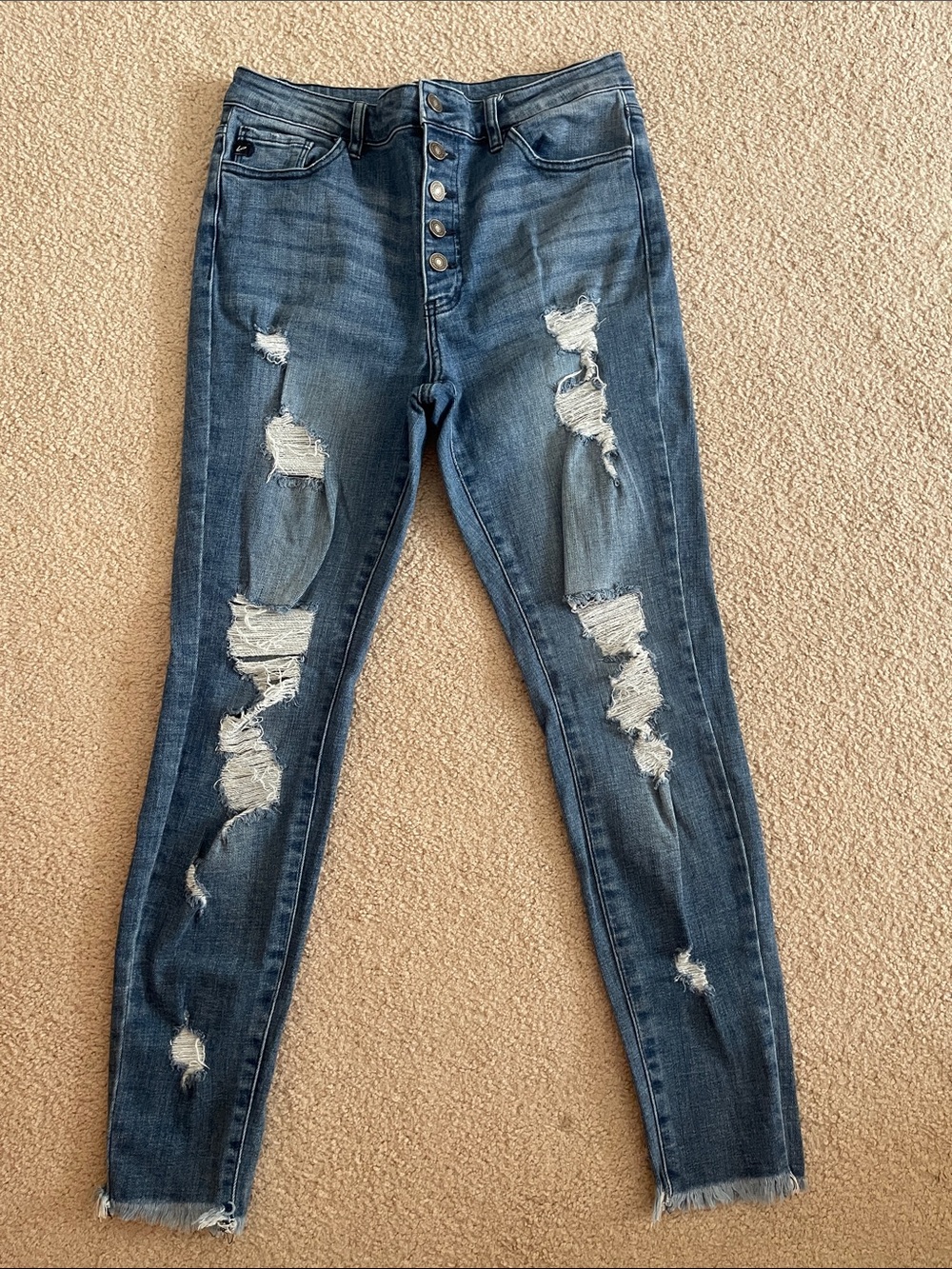 KanCan Dark Blue Distressed High-Rise Skinny Jeans